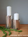 Silver Hammered effect candle holder